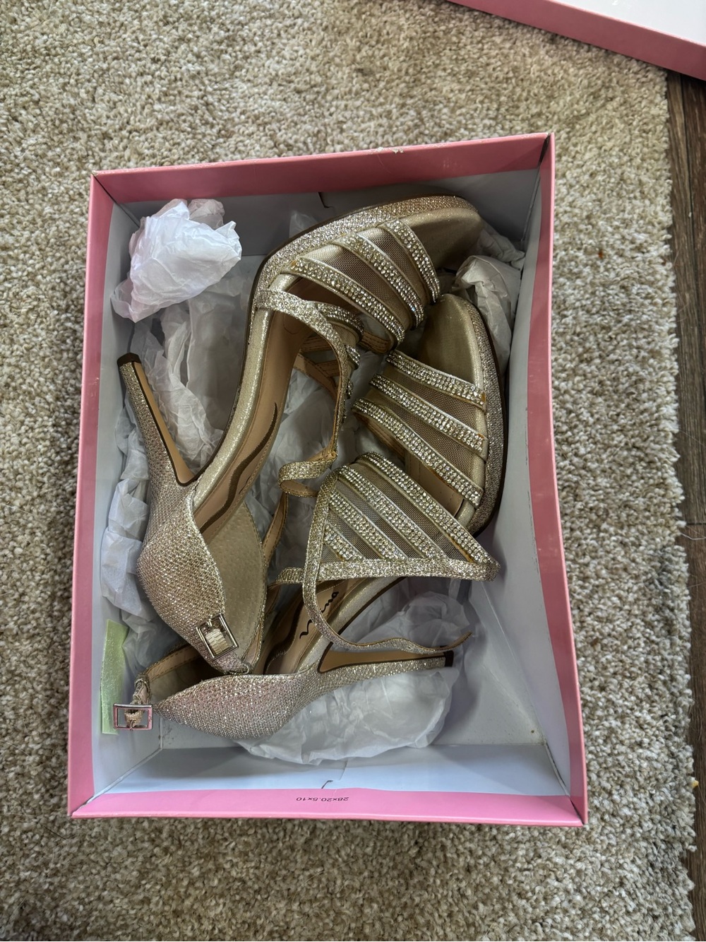 Nina Gold Glitter Strappy High Heel Sandals